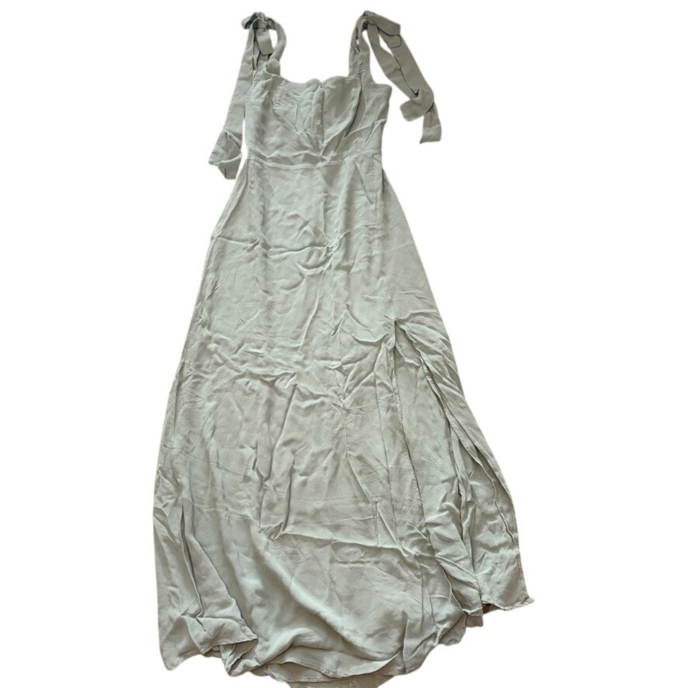 Reformation Westerly Maxi Dress Womens 6 Sage Green Tie Straps Wedding Guest